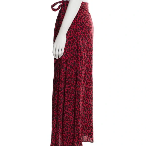 Iro Leopard Print Red and Black Maxi Skirt